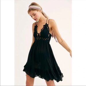 Free People Adella slip dress in black. Size XL